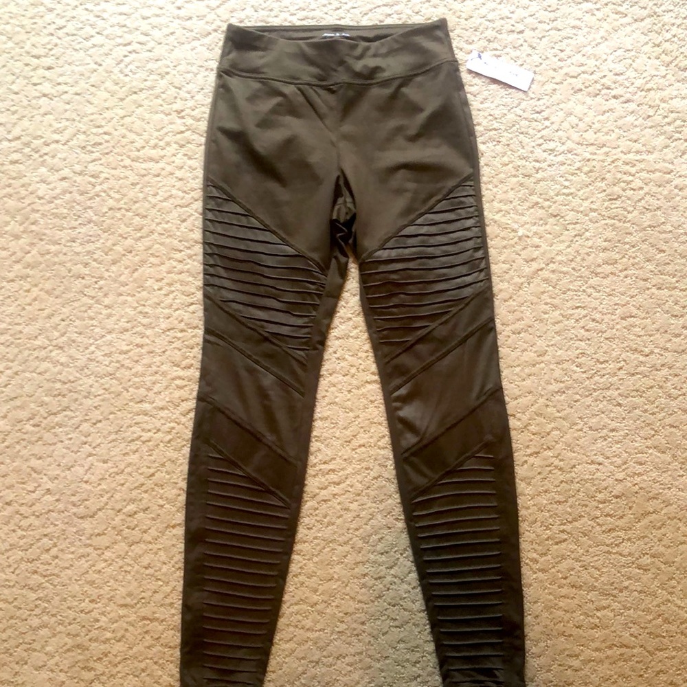 Medium/Small Dark Forest Green Moto Leggings Stretchy Festival Halloween